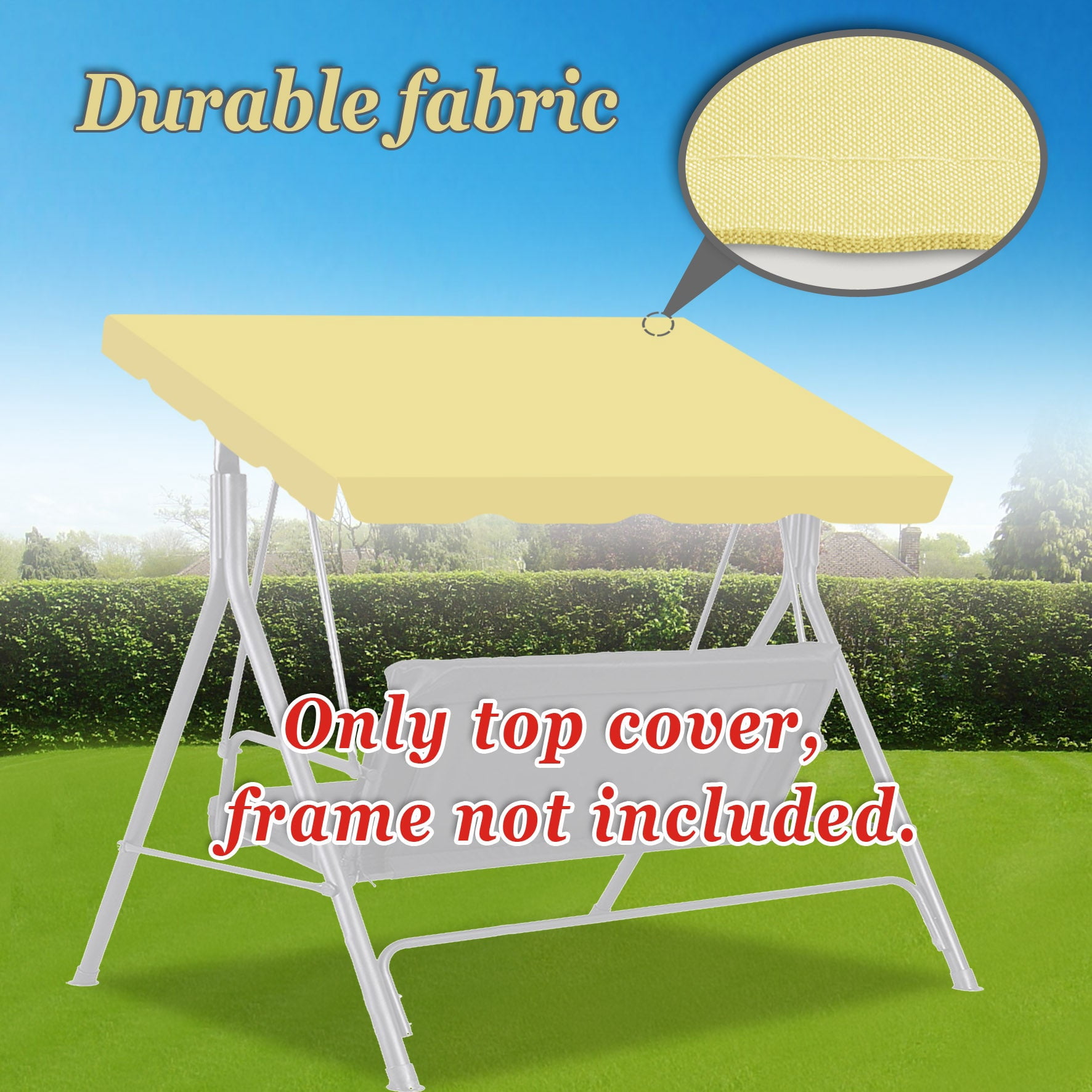 ALUVIERA Canopy ONLY Swing Chair Awning Outdoor Swing Cover Outdoor Patio Swing Canopy Replacement Porch Top Cover for Seat Furniture (73'X52', Beige)