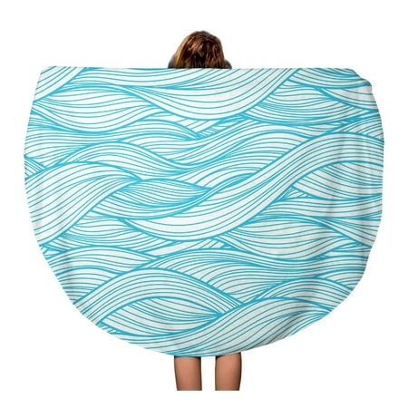 SIDONKU 60 inch Round Beach Towel Blanket Sea Abstract Wave Pattern Hair Beautiful Bright Color Curly Travel Circle Circular Towels Mat Tapestry Beach