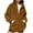 Khaki, variant on MELDVDIB Fleece Jacket for Women Zip-Up Jacket Solid Color Stand Collar Oversized Coat Fall Winter Long Sleeve Outerwear with Pockets