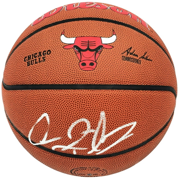 Dennis Rodman Autographed Composite Leather Chicago Bulls Logo Basketball Beckett BAS Witness 224809