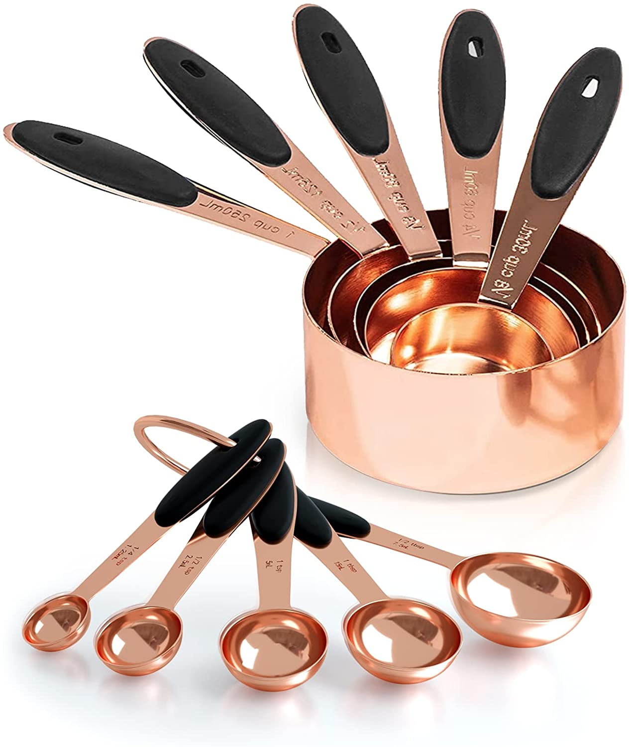 Stainless Steel Measuring Cups and Spoons Set of 10 Piece, Nesting