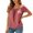 Red, variant on Square Neck Tops for Women Short Sleeve Casual Pleated Front Lightweight T-Shirts Summer Blouses Beach Vacation Shirt