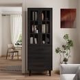 thumbnail image 3 of RichYa 71"H Tall Bookcase with Drawers,2 Doors Display Bookshelf with Metal Legs,6 Tier Storage Cabinets for Living Room,Home Office,Black(B), 3 of 11