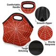 thumbnail image 4 of Herdesigns Spiders Web Neoprene Lunch Bag, Red Insulated Lunch Box for Women Men Washable Lunch Tote Soft Lunch Container With Zipper for Work Picnic Travel, 4 of 7