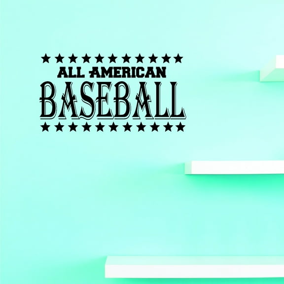 All American Baseball Sports Sign Boy Girl Vinyl Wall Decal Sticker Childrens Bedroom – 10x20 Inches
