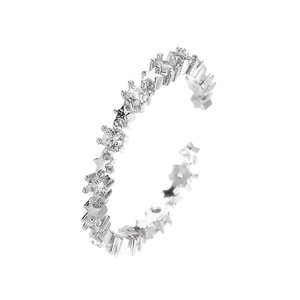 Anillos para mujer, regalos para mujer, anillo de estrella de cinco puntas, dulce, abierto, con incrustaciones de cobre, circonita, dedo pequeño, fresco, 1 pieza
