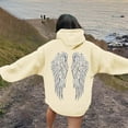 thumbnail image 3 of HOWPAY Angel Wings Hoodies for Women Printed Long Sleeve Casual Sweatshirt Kangaroo Pocket Drop Shoulder Loose Fit Fall Winter Outfits Clothes Beige XL, 3 of 8