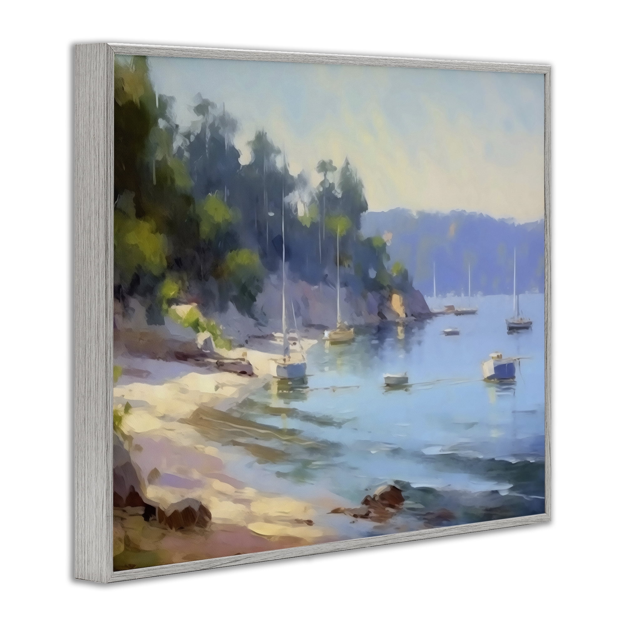 Stupell Industries Near The Shore Summer Sailing Gray Framed Giclee Art, design by Creative Studio