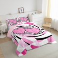 thumbnail image 3 of Manfei Kawaii Loves Queen Comforter Set,Modern Abstract Geometric Bedding Sets,White Pink Bedding Comforter Set For Girl,Breathable Home Decor Reversible,3pcs, 3 of 8