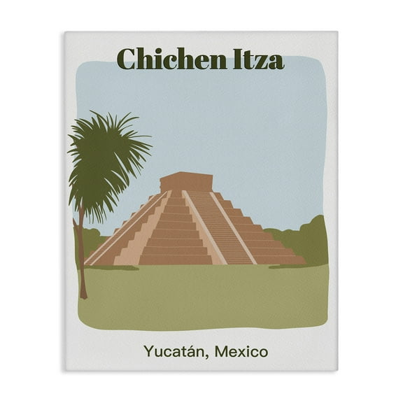 Stupell Industries Chichen Itza Architecture Town & City Painting Gallery Wrapped Canvas Art Print Wall Art, 16 x 20