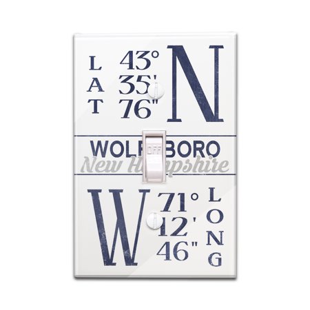 Longitude Three Light - Wolfeboro, New Hampshire - Latitude & Longitude - Lantern Press Artwork (Light Switchplate Cover)