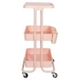 thumbnail image 1 of Alexent Chariot de Rangement en Plastique à 2 Niveaux Organisateur Roulant Rose, 1 of 13