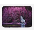 thumbnail image 1 of Lavender Bath Mat, Purple Trees by a Lake with Blue Wooden Rustic Lakehouse Lodge Romantic Spring Nature, Non-Slip Plush Mat Bathroom Kitchen Laundry Room Decor, 29.5 X 17.5 Inches, Purple, Ambesonne, 1 of 2