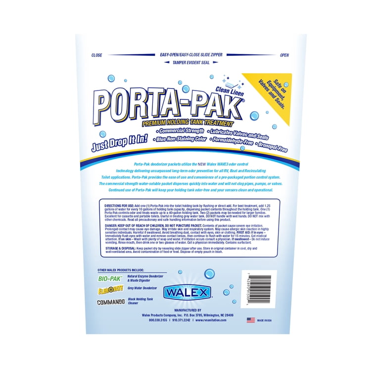 Walex Porta-Pak RV Toilet Drop-Ins, 10-Pack, Treats Black Tank