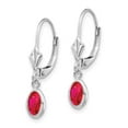 thumbnail image 2 of Primal Gold 14 Karat White Gold 6x4 Oval Bezel July Ruby Leverback Earrings, 2 of 4