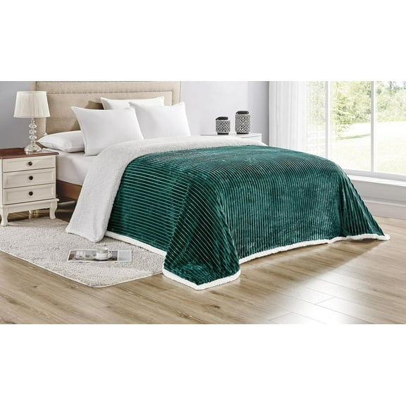 Faith, Hope, Love Home Décor Queen Size Corduroy Oversized Sherpa Blankets (108" x 90") - Teal