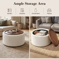 thumbnail image 5 of Gelloan 28" Round Storage Ottoman Coffee Table, Modern Boucle Ottoman with Lift-Off Lid and Solid Wood Legs for Living Room, Bedroom, Corners, Apartments,Boucle White, 5 of 7