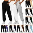 thumbnail image 2 of ctdiral 3 Pack Basic Sweatpant for Women Solid Color Baggy Casual Joggers Fall Winter Thin Fleece Lounge Long Pants with Pockets Outdoor Workout Trousers White XL（XXL）, 2 of 5