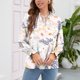 thumbnail image 4 of Blusa informal de manga larga con cuello en V y manga con volantes para mujer Fridja  bvmnju4213, 4 of 7