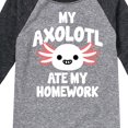 thumbnail image 3 of Instant Message - My Axolotl Ate My Homework - Toddler And Youth Raglan Graphic T-Shirt, 3 of 5