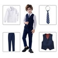 thumbnail image 2 of Boys Suits Slim Fit 4 Piece Formal Dresswear Suit for Kids Tuxedo Wedding Set Toddler Boy Dress with Vest Shirt Pants and Tie, 2 of 5