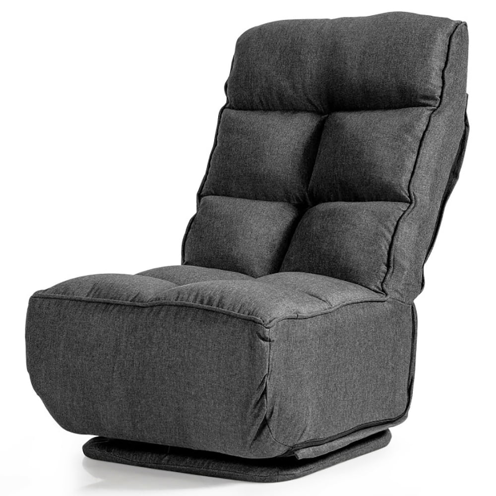 Finihen Swivel Folding Lazy Sofa Chair, Floor Chair, 360-Degree Swivel Folding Floor Chair with 6 Adjustable Positions, for Living Room, Bedroom, for Gaming, Reading, Gray