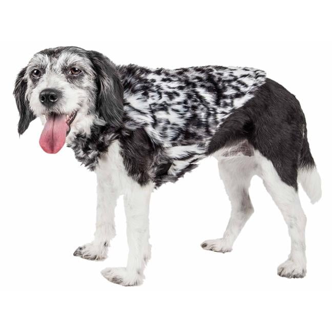 Pet Life 41BGSM Luxe Paw Dropping Designer Gray Scale Tiger Pattern Mink Fur Dog Coat Jacket Black Grey Small Walmart