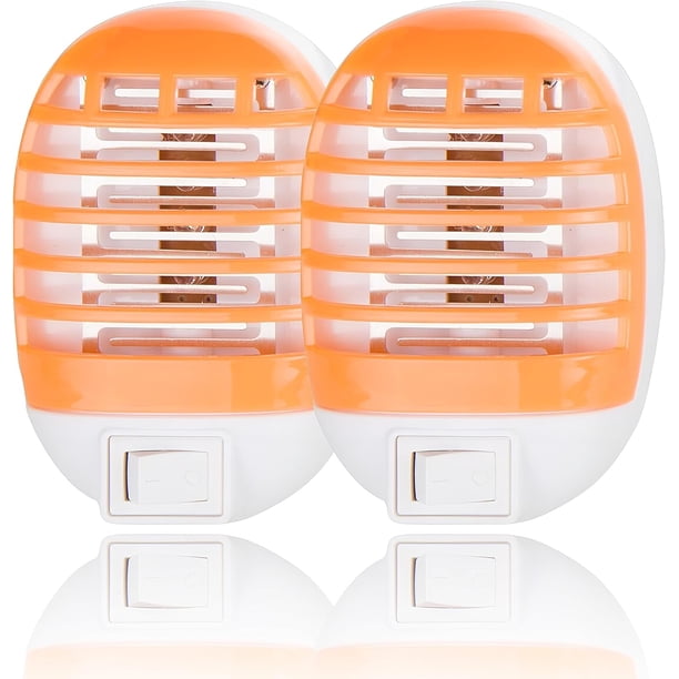 Trampas para moscas de interior para el hogar, exterminador de insectos, trampa para mosquitos, matamoscas eléctrico, raqueta, exterminador de moscas, matamoscas, naranja, 2 unidades