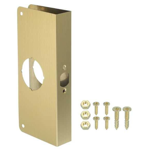 Uxcell Door Reinforcement Plate 1 Set Repair Kit for 1-3/8 Thick Door 9" and Security Gold
