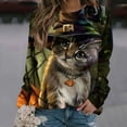 thumbnail image 2 of Camisa de manga larga con estampado de gato y cuello redondo informal para mujer a la moda para mujer Fridja ghj987+448, 2 of 4