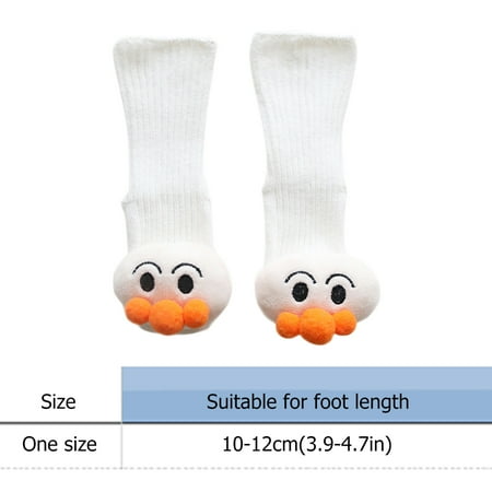 

Ocuuer 6-12M Baby Cartoon Floor Socks Kids Anti Slip Calf Length Socks (White)