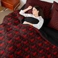 thumbnail image 4 of Feelyou Adult Boho Damask Comforter Set 7pcs, Black Red Cat Kitten Full Bedding Set, 4 of 8