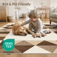 thumbnail image 4 of ODIKA 5'x7' Brown And Beige Geometric Abstract Washable Area Rug Contemporary Diamond Mosaic Tiles Symmetrical Block Design for Small Living Room, Bedroom, Easy Care, Non-Shedding, Pet Friendly, 4 of 7