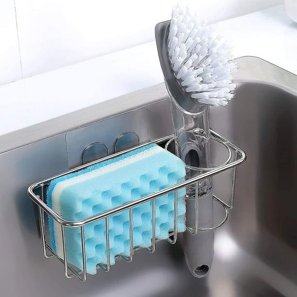 Soporte De Esponja Para Carrito De Fregadero - Soporte De Esponjas Para Fregadero De Cocina, Portaescobillas 2 En 1, Carrito De Esponja Impermeable A Prueba De Herrumbre De Acero I