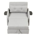 thumbnail image 4 of Pull Out Sofa Sleeper with Adjustable Backrest, 3 in 1 Multifunctional Sofa Bed with 2 Wing Table Side Pocket and USB Charge, Linen Fabric, for Living Room, Recreation Room, Grey, 4 of 9