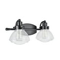 thumbnail image 4 of Aspen Creative 62061, Two-Light Metal Bathroom Vanity Wall Light Fixture, 17 1/2" Wide, Transitional Design in Black with Clear Seedy Glass Shade, 4 of 6