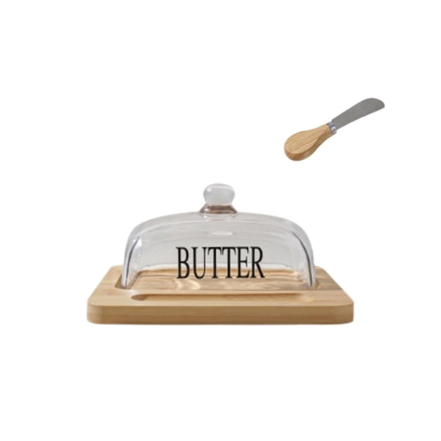 Caja con Tapa Caja de Vidrio, Tapa de Vidrio, Caja de Postre de Pastel de Queso, Cuchillo de Mantequilla Caja de Pastel Grande