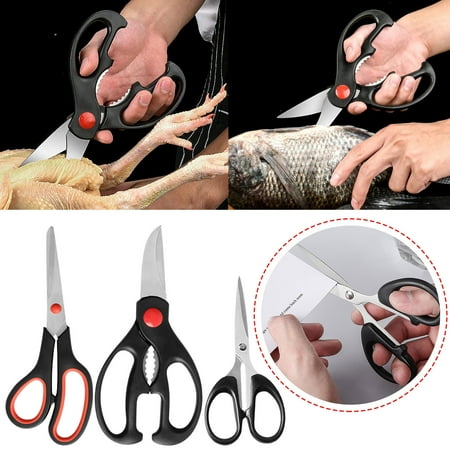 

Mittory Kitchen Scissors Set of 3 Kitchen Scissors With Sharp Stainless Steel Blades And Soft Handles Include 1 Poultry Shears And 2 All Purpose Scissors Perfect Kitchen black