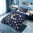 thumbnail image 3 of meiyoeat Soccer Letter C Twin Comforter Sets for Boys, Ball Field Bedding Set, Navy Blue, Blue Reversible, 2-Piece, 1 Comforter and 1 Pillowcase, 3 of 6