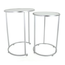 Rutledge & King Odessa End Table Set Mirrored Accent Table - Silver