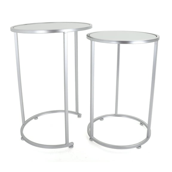 Rutledge & King Odessa End Table Set Mirrored Accent Table - Silver