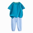 thumbnail image 2 of Cethrio Girls Cotton Outfit Sets, 2 Piece Summer Short Sleeve T-shirts and Joggers Sets Dark Blue Size 1-2 T, 2 of 7