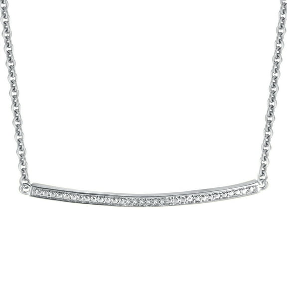 Diamond Accent Silver Tone Single Bar Necklace. 18"