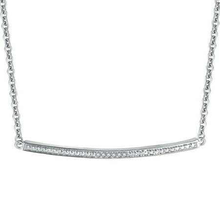 Single Diamond Necklace - Diamond Accent Silver Tone Single Bar Necklace. 18