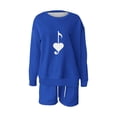 thumbnail image 3 of Puntoco Conjunto De Sudadera Con Pantalón Y top Con Cuello Redondo Y Manga Larga Informal Estampado Para Mujer Azul S, 3 of 3