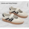 thumbnail image 4 of LUCKY STEP Retro Fashion Hook and Loop Sneakers Classic Slip on Casual Shoes,Beige&Black,Womens, 4 of 10