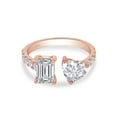 thumbnail image 3 of 1.90 Carat Emerald, Heart & Round Cut Lab Created Moissanite Adjustable Toi Et Moi Half-Eternity Engagement Ring For Women In 14K Rose Gold Over Sterling Silver(G-H Color,VVS1 Clarity, 1.90 Cttw)-4, 3 of 7