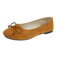 thumbnail image 2 of Womens Ballet Flats Shoes Summer Trendy Solid Color Poinet Toe Flats Comfortable Breathable Bow Non-Slip Slip-on Casual Versatile Dress Shoes Brown 5.5, 2 of 6