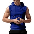 thumbnail image 2 of VBTAPA Workout Hooded Tank Tops Mens Gym Sleeveless Hoodies Quick Dry Bodybuilding Muscle Cut Off T-Shirt Athletic Vest with Pocket Blue M, 2 of 8