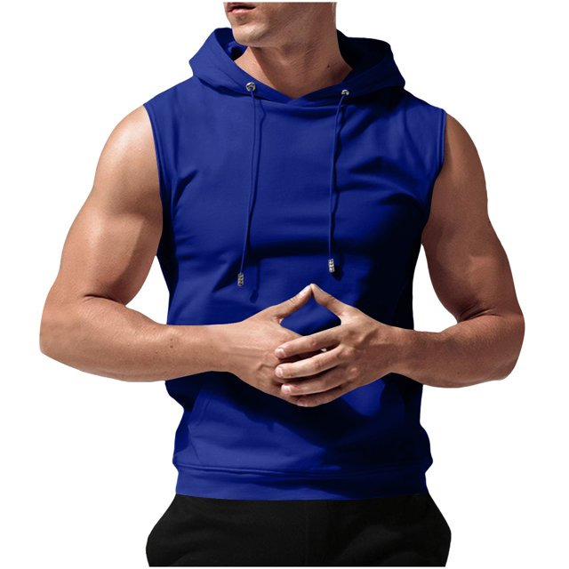 Ceisia Breathable Soft Men's Slim Fit Solid Color Hooded Sleeveless Vest with Kangaroo Pocket Gift